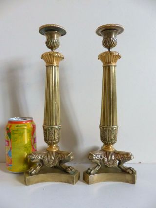 Early 19th Century French Bronze Candlesticks 11 3/5 " 1820 