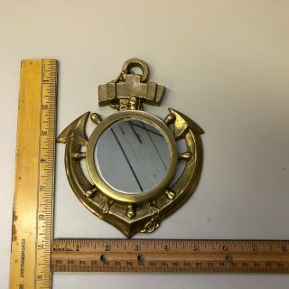Brass Ships Anchor,  And Wheel,  Mirror,  6.  5 X 5.  5 " (950)