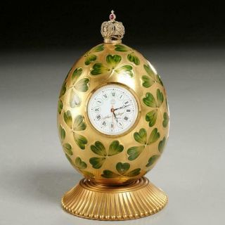 Theo Faberge " Clover Egg " Table Clock Limited Edition 191/750