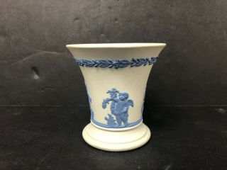 Wedgwood Jasperware Blue On White Cupid Four Seasons Vase