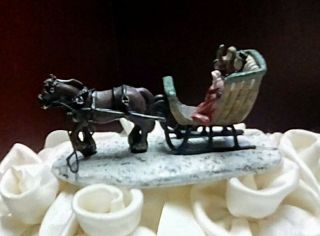 Christmas Village Figurine,  Horse And Sleigh,  Man And Women,  Miniature