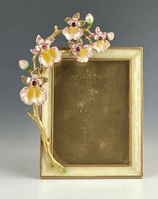 Jay Strongwater Orchid Picture Frame 3x4 Swarovski Crystals