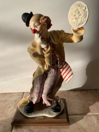 1989 Giuseppe Armani 0665e “clown With Cake” Signed Figurine