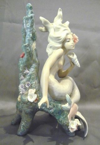 Exquisite Lladro Ocean Beauty 5785 Mermaid Figurine With Fish And Coral Mib