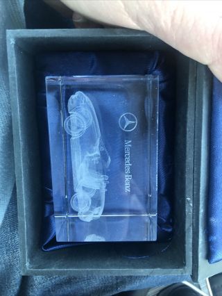 3d Laser Etched Clear Glass Mercedes - Benz Car Paperweight With Case Great Gift