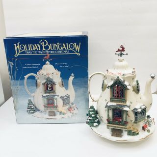 Holiday Bungalow Enesco Teapot Let It Snow Small World Of Music Mice Light