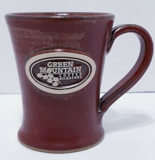Sunset Hill Stoneware Handcrafted Green Mountain Coffee Roasters Dark Red Mug