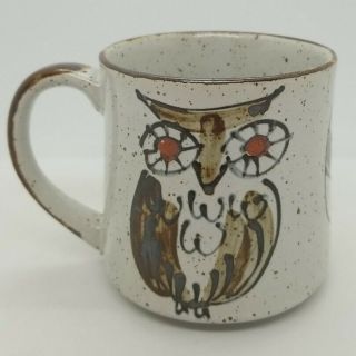 Vintage Otagiri Japan Owl Mug 10 Oz Speckled Stoneware 3