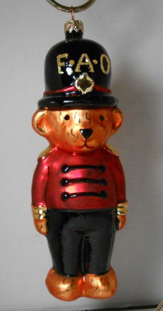 Christopher Radko Fao Schwartz Teddy Bear Soldier Christmas Ornament