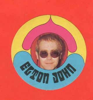 Elton John 1972 Monty Gum Pop Star Stickers Rare