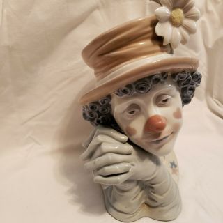 Lladro MELANCHOLY Clown Head Bust Figurine/DAISY HAT 5542 No Box 3