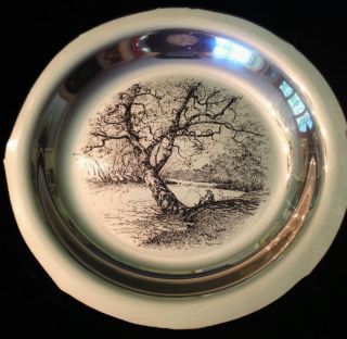 1972 Franklin Sterling Plate By James Wyeth " Along The Brandywine "