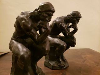 Pompeian Bronze Co.  Bookends " The Thinker " By Rodin Bronze Clad