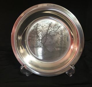 1972 Franklin Sterling Silver Dish Plate James Wyeth Along The Brandywine