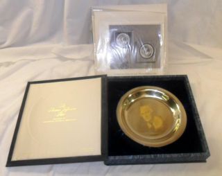 President Thomas Jefferson Franklin Sterling Silver Plate Inlaid 22k Gold
