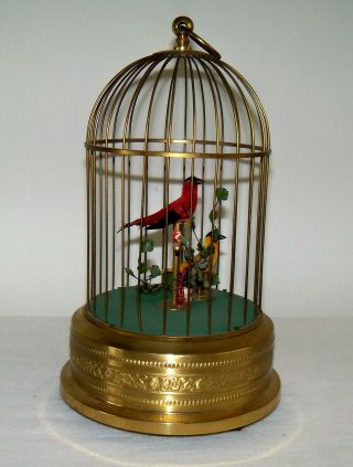 Mid 1900s Griesbaum Singing Birds Automaton in Brass Cage -,  Repair 2