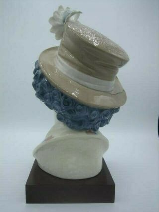 Lladro MELANCHOLY Clown Head Bust Figurine/DAISY HAT and wood base 5542 No Box 3
