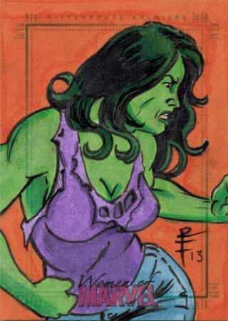 Women Of Marvel Series Two Sketch Card By Reid Fisher Of She - Hulk