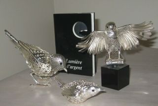 3 Christofle French Silver Plate Bird Lumiere D 