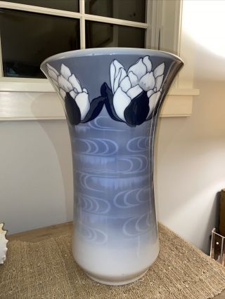Royal Copenhagen Denmark Porcelain Vase 18.  5 Inches In Height