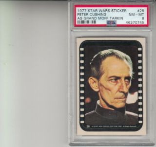 1977 Star Wars Sticker 28 Peter Cushing As Grand Moff Tarkin Psa 8