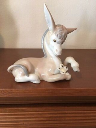 Rare Vintage Lladro Porcelain Donkey In Love Retired Figurine