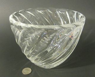 Rare Steuben Signed Crystal Art Glass 8612 Swirl Feather Bowl 7 " Peter Drobny