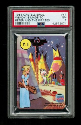 Psa 7 " Wendy Made To Work By Indians " 1953 Disney Peter Pan Castell Card Y1