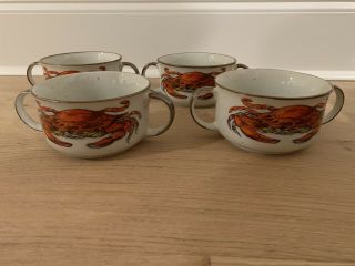 Four Vintage D H Holmes Soup/gumbo Cup/mug Creole Cajun Foods Crab Nola Dh Bowls