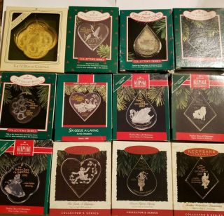 Hallmark Acrylic 12 Twelve Days Of Christmas Ornament Set Complete 1984 - 1995