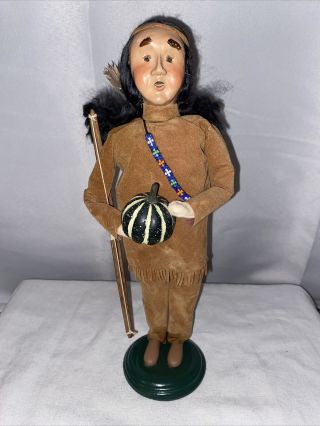 Rare,  Htf 2002 Byers Choice Native American Indian Man Bow And Arrows With Gourd