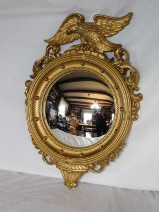 13 Colony Federal American Eagle Convex Porthole Bullseye Syroco Mirror Mcm Era