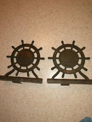 1927 Uss Constitution Old Ironsides Bronze Bookends