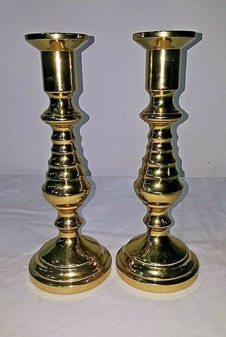 Virginia Metalcrafters Harvin Beehive Brass Candlesticks Candle Holders 12 " Tall