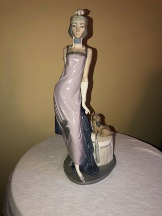 Lladro Flapper With Dog,  1982 Made In Spain.