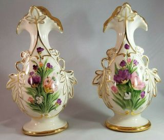 Eton China Hand Painted Pair (2) Of Vintage Vases