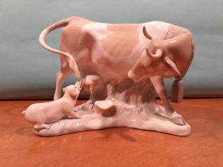 Lladro Cow With Pig 4640