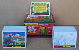 Mars Attacks Revenge Topps 2017 Set Of 110 Card (1 - 55 & P1 - P55) With Empty Box