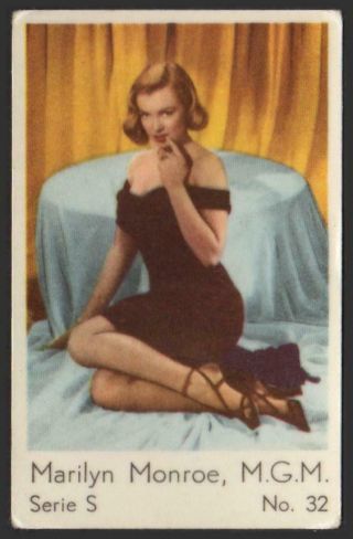 Marilyn Monroe - 1957 Vintage Dutch Serie S Gum Card 32