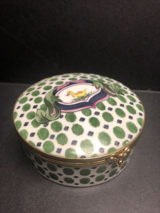 Unusual Htf Tiffany & Co.  Limoges Hinged Trinket Box Peint Main Duck Spring