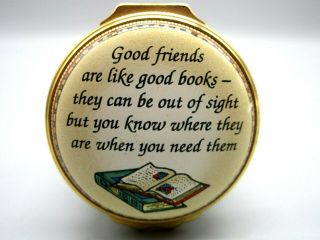 Vintage Halcyon Days Enamels Box Friendship Good Friends Are Like Good Books