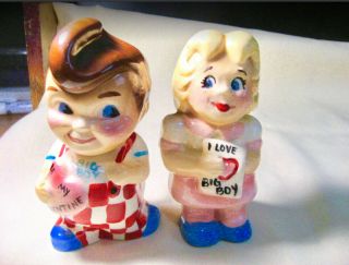Kaye Wolfe Limited Valentines Day Bobs Big Boy And Dolly Salt And Pepper Shakers