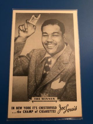 Joe Louis Chesterfield Cigarettes Advertisement Trade Card 1944