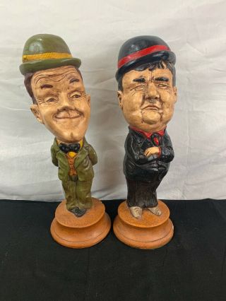 Vintage Stan Laurel And Oliver Hardy 17 Inch Chalkware Statues,  Figurines