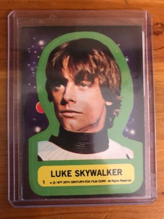 Star Wars Topps Luke Skywalker Sticker Card 1 Series 1 Mark Hamill