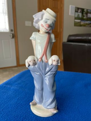 Lladro 7600 " Little Pals " Clown W/puppies 1985 First Collectors Society Figurine