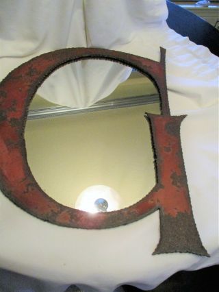 Vintage Wrought Iron Wall Mirror Letter G Hanging Art 20 " X 16.  5 " Heavy