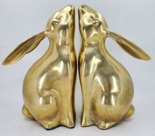 Vintage Decorative Crafts Inc.  Solid Brass Bunny Rabbit Bookends Door Stop