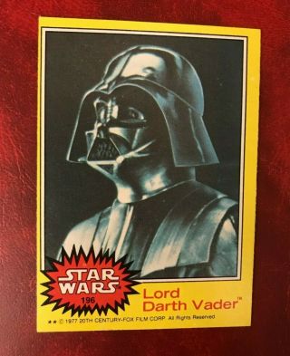 1977 Topps Star Wars Lord Darth Vader 196 Yellow Series Pack Fresh