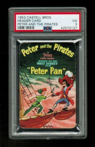 Psa 3 " Peter And The Pirates " 1953 Disney Peter Pan Castell Header Card